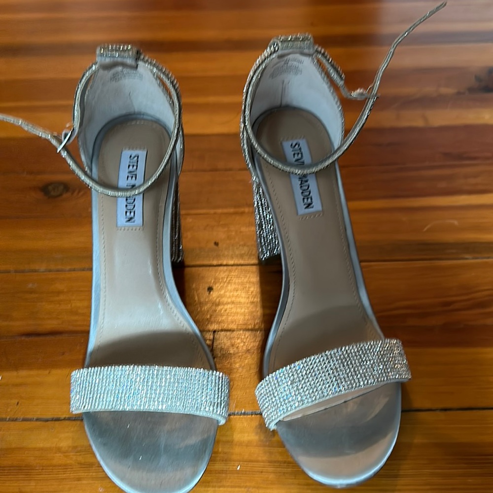 High shine rhinestone open toe shoes